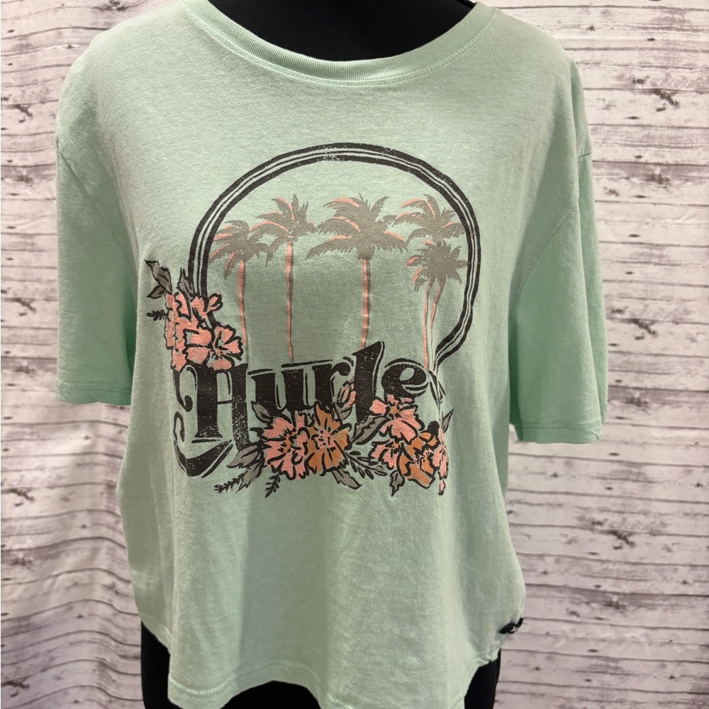 Hurley Light Green Tropical Graphic Tee